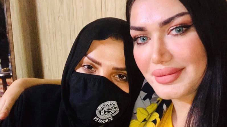 Esra'a's mom with civil society activist Lena Ali. October 29, 2021. (Photo: Facebook)